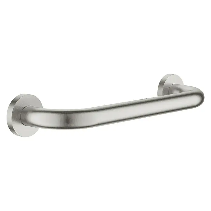 Grohe Essentials Wannengriff - Breite: 34,9 cm, Supersteel, Matt - Helle, gebürstete Edelstahl-Haltegriff mit abgerundeten Halterungen für zusätzliche Sicherheit und Komfort im Badezimmer.