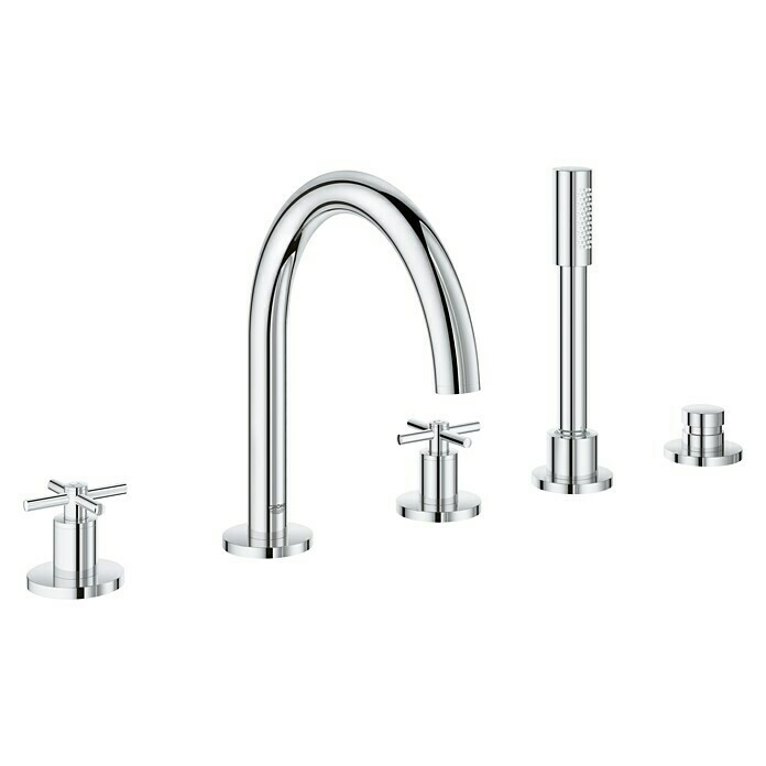 Grohe Atrio WannenrandarmaturKreuzgriff, Chrom, Glänzend Left Side View