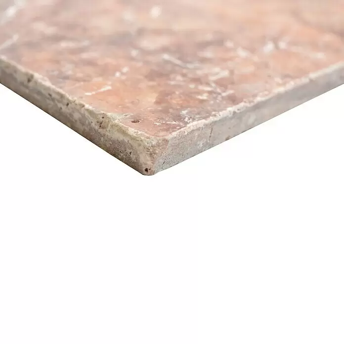 Antikmarmorfliese Travertin Rosso - 61 x 40,6 cm, Rotbraun, Matt - Detailaufnahme