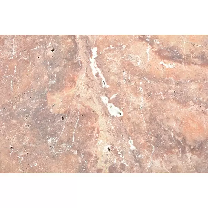 Antikmarmorfliese Travertin Rosso - 61 x 40,6 cm, Rotbraun, Matt - Detailaufnahme