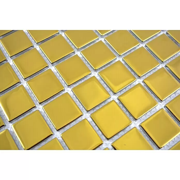 Mosaikfliese Quadrat Crystal CM 4GO1 - 32,7 x 30,2 cm, Gold, Glänzend - Detailaufnahme
