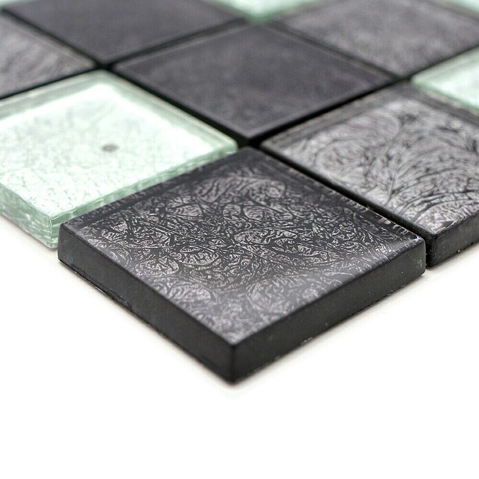 Mosaikfliese Quadrat Crystal XCM 8BS28 (30 x 30 cm, Silber/Schwarz, Glänzend) | BAUHAUS