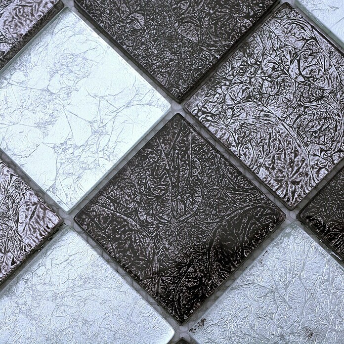 Mosaikfliese Quadrat Crystal XCM 8BS28 (30 x 30 cm, Silber/Schwarz, Glänzend) | BAUHAUS