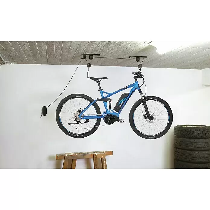 Fischer Fahrrad-Deckenlift - Geeignet für: 1 Fahrrad, Traglast: 30 kg - Anwendungsbeispiel