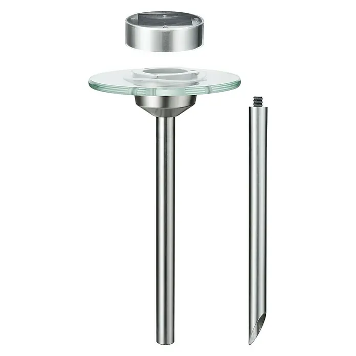Paulmann Special Line Solarleuchte Ufo - Edelstahl, Höhe: 55 cm, LED - Abgebildete Solarleuchte mit Glaskuppel und Erdspieß für den Garten. Die Leuchte besteht aus Edelstahl und sorgt für angenehmes Licht.