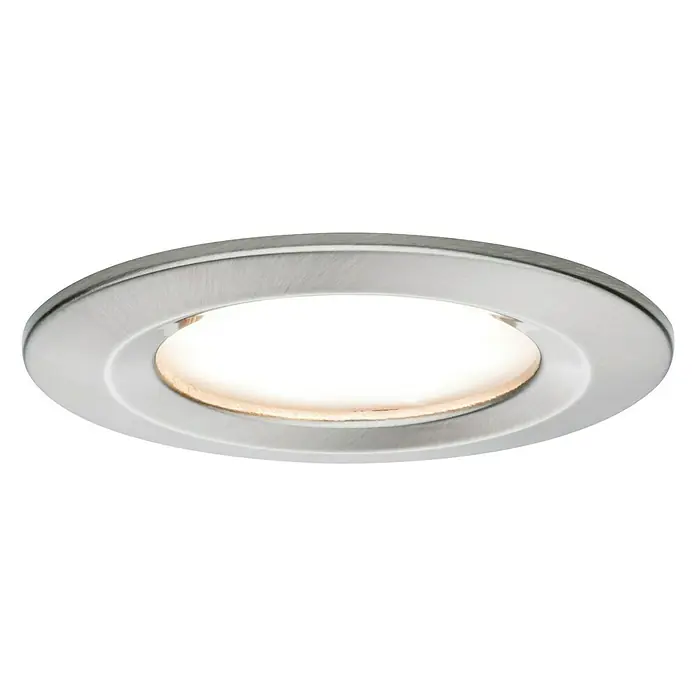 Paulmann Nova LED-Einbauleuchten-Set - 6,5 W, 3 Stk., Warmweiß, Durchmesser: 7,8 cm, Eisen gebürstet - Einbauleuchte: Runde Unterbauleuchte in Silber mit integriertem LED-Licht für eine helle und moderne Beleuchtung im Innenraum.