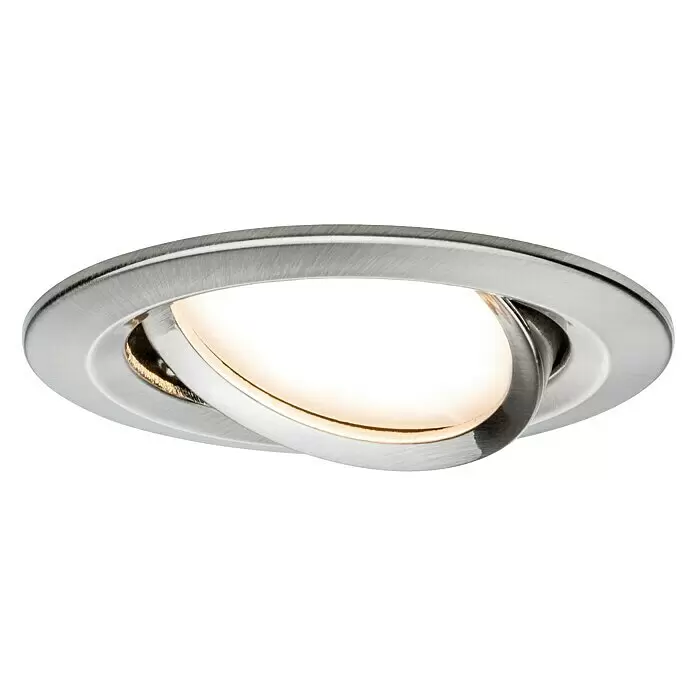 Paulmann Set de focos LED empotrables Nova Plus Regulables - Diámetro: 8,4 cm, Hierro cepillado, 6 W - Foco empotrable LED de metal cepillado con anillo interior ajustable blanco cálido.