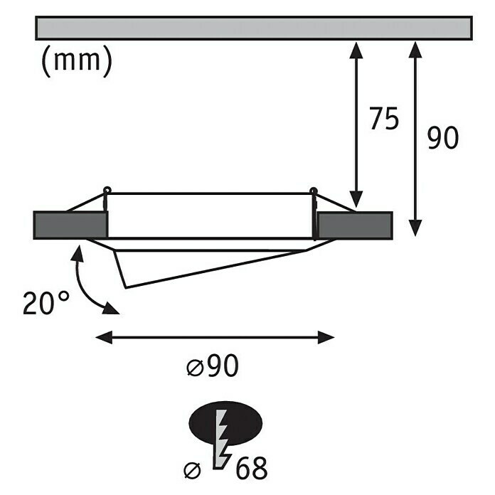 Paulmann LED-Einbauleuchten-Set (5 W, Eisen gebürstet, Durchmesser: 9 cm, 3 Stk., GU10)