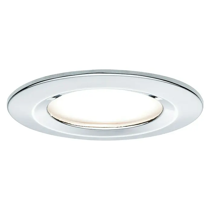 Paulmann Set de focos LED empotrables Nova Reto Rigid - 6,5 W, Cromo, 3 ud., Blanco cálido, Diámetro: 7,8 cm, IP44 - Luz empotrable LED cromada con bisel redondo. Perfecta para interiores modernos, proporcionando iluminación de acento.