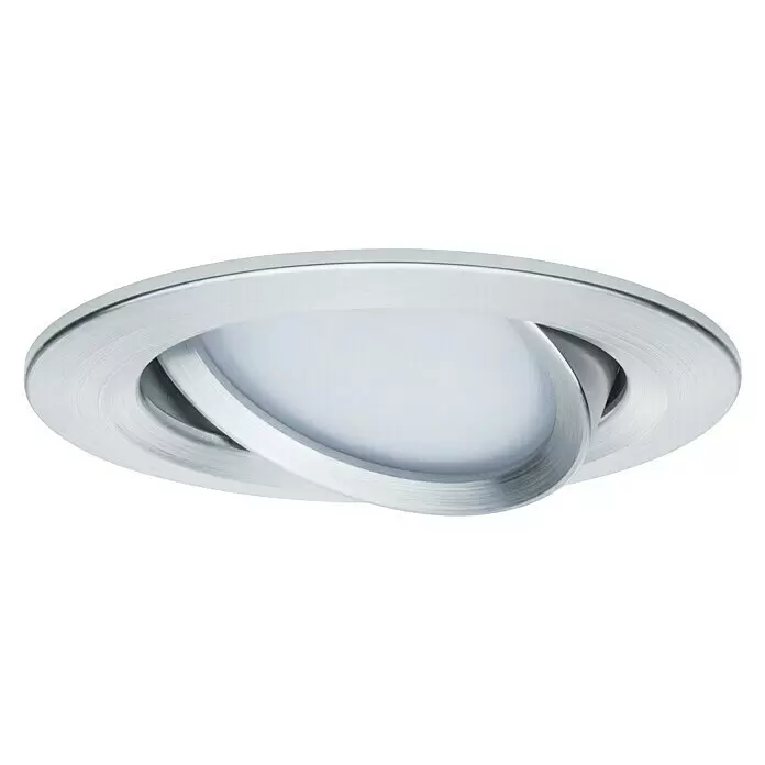 Paulmann Downlight LED empotrable Set de 3 Nova Plus - 6,8 W, Aluminio, Blanco cálido - Foco LED empotrable redondo plateado cepillado y ajustable.
