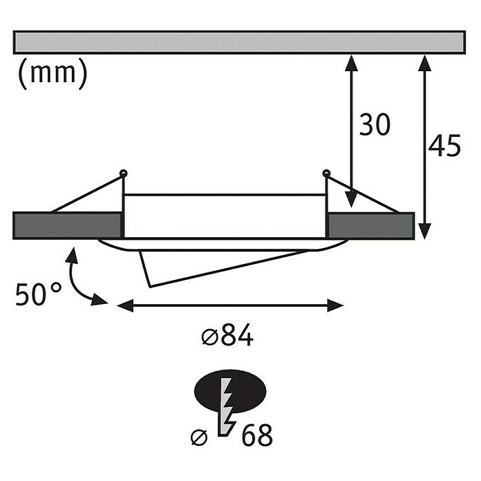 Paulmann Downlight LED empotrable (6,5 W, Hierro cepillado, Diámetro: 8,4 cm)