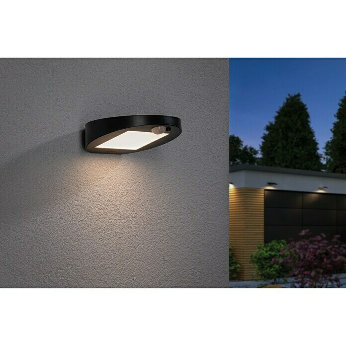 Paulmann Ryse Solar-wandledlamp voor buiten (Bewegingsmelder, 1,2 W, Materiaal: Kunststof, Warm wit, Antraciet)