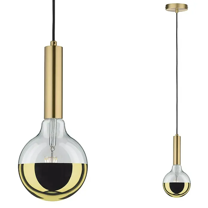 Paulmann Pendelleuchte Kine - Gold, 150 cm, 20 W, E27 - Goldene Pendelleuchte mit klarer Glühbirne und modernem Design, ideal für stilvolle Innenräume.