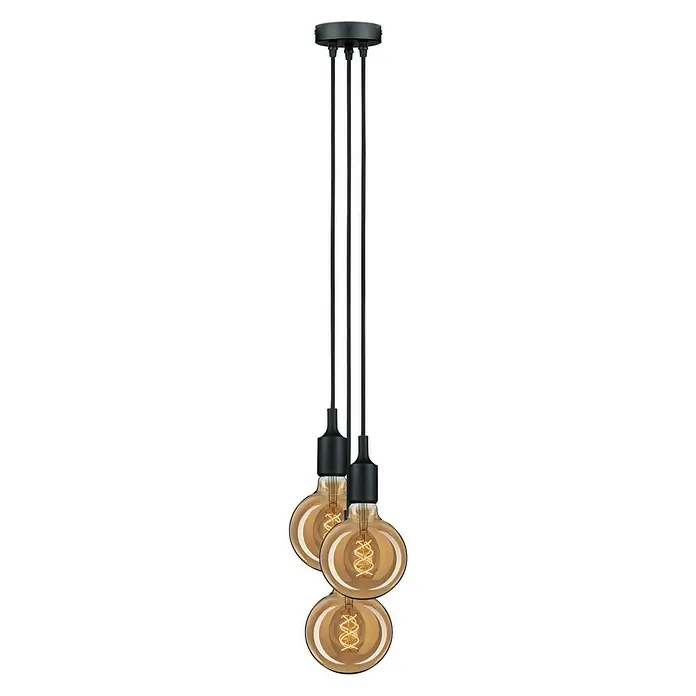 Paulmann Neordic Lámpara colgante Ketil - Altura: 200 cm - Una lámpara colgante moderna con tres bombillas Edison que emiten una luz cálida y acogedora. El diseño sencillo se adapta perfectamente a cualquier habitación.
