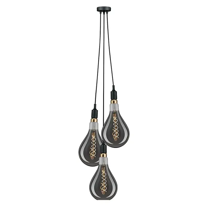 Paulmann Neordic Pendelleuchte Ketil - Höhe: 200 cm - Moderne Pendelleuchte mit drei tropfenförmigen Glühbirnen und schwarzen Akzenten. Elegant und stilvoll für jedes Zuhause.