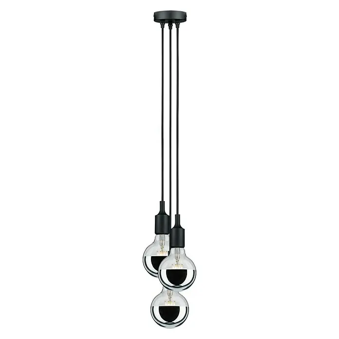 Paulmann Neordic Lámpara colgante Ketil - Altura: 200 cm - Elegante lámpara colgante con tres bombillas claras y casquillos negros. Un elemento de iluminación elegante para espacios modernos.