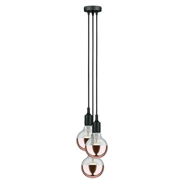 Paulmann Neordic Pendelleuchte Ketil - Höhe: 200 cm - Moderne Pendelleuchte mit drei Globe-Lampen und schwarzen Kabeln. Das elegante Design verleiht jedem Raum eine stilvolle Note.