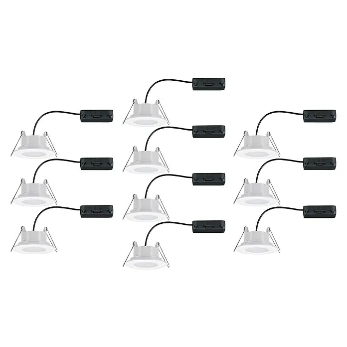 Paulmann LED-Einbauleuchten-Set Calla - 6 W, Ø x H: 9 cm x 5 mm, Weiß, 10 Stk., Neutralweiß - Bild von LED-Einbaustrahlern, die eine moderne und energieeffiziente Beleuchtungslösung für jeden Raum bieten.
