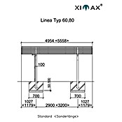 Ximax Carport LINEA 80 (4,9 x 2,7 m, Einfahrtshöhe: 2,2 m, Edelstahloptik, Schneelast: 100 kg/m²)