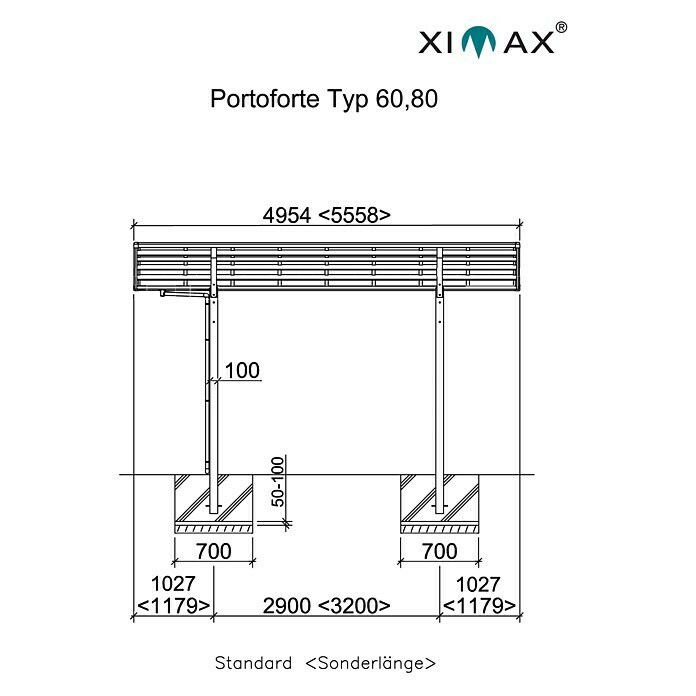 Ximax Carport Portoforte 604,9 x 2,7 m, Einfahrtshöhe: Max. 2,2 m, Mattbraun, Schneelast: 75 kg/m² Unknown