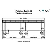 Ximax Carport Portoforte Tandem 60 (9,8 x 2,7 m, Einfahrtshöhe: Max. 2,2 m, Mattbraun, Schneelast: 75 kg/m²)