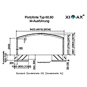 Ximax Carport Portoforte M 60 (4,9 x 5,4 m, Einfahrtshöhe: Max. 2,2 m, Mattbraun, Schneelast: 75 kg/m²)