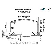 Ximax Carport Portoforte M 80 (4,9 x 5,4 m, Einfahrtshöhe: Max. 2,2 m, Mattbraun, Schneelast: 100 kg/m²)
