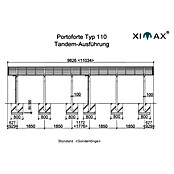 Ximax Carport Portoforte Tandem 110 (9,8 x 2,7 m, Einfahrtshöhe: Max. 2,2 m, Mattbraun, Schneelast: 137 kg/m²)