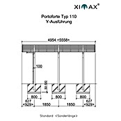 Ximax Carport Portoforte Y 110 (4,9 x 5,4 m, Einfahrtshöhe: Max. 2,2 m, Edelstahloptik, Schneelast: 137 kg/m²)