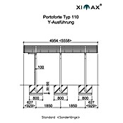 Ximax Carport Portoforte Y 110 (4,9 x 5,4 m, Einfahrtshöhe: Max. 2,2 m, Edelstahloptik, Schneelast: 137 kg/m²)