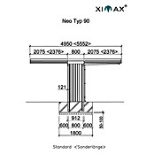 Ximax Carport Neo 90 (4,95 x 2,76 m, Einfahrtshöhe: 2,1 m, Schneelast: 112 kg/m²)