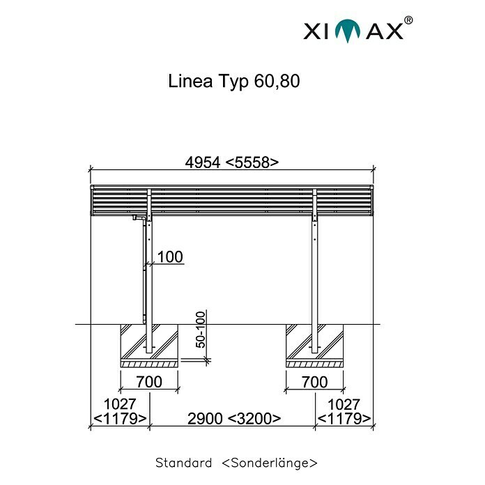 Ximax Linea Carport 80 (4,95 x 2,73 m, Einfahrtshöhe: 2,76 m, Schneelast: 100 kg/m²)