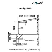 Ximax Linea Carport 80 (4,95 x 2,73 m, Einfahrtshöhe: 2,76 m, Schneelast: 100 kg/m²)