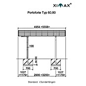 Ximax Portoforte Carport 80 (4,95 x 2,7 m, Einfahrtshöhe: 2,8 m, Schneelast: 100 kg/m²)