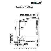 Ximax Portoforte Carport 80 (4,95 x 2,7 m, Einfahrtshöhe: 2,8 m, Schneelast: 100 kg/m²)