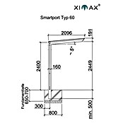 Ximax Smart Port Carport (Außenmaß Bikeport) 2,1 T): Dachüberstand 2,53 Typ BAUHAUS 60 m, inkl. (B x | x