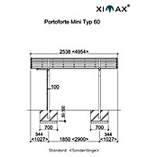 Ximax Portoforte Carport (2,54 x 4,04 m, Einfahrtshöhe: 2,74 m, Schwarz)