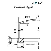 Ximax Portoforte Carport Typ 60 Mini (2,54 x 4,04 m, Einfahrtshöhe: 2,74 m, Schwarz)