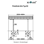 Ximax Portoforte Carport (2,54 x 4,04 m, Einfahrtshöhe: 2,74 m, Edelstahloptik)