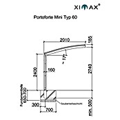 Ximax Portoforte Carport Typ 60 Mini (2,54 x 4,04 m, Einfahrtshöhe: 2,74 m, Edelstahloptik)