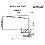 Ximax My-Port Next Carport Typ 60 (L x B: 5,14 x 2,33 m, Einfahrtshöhe: 2,489 m)