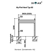 Ximax My-Port Next Carport Typ 60 (L x B: 5,14 x 2,33 m, Einfahrtshöhe: 2,489 m)