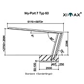 Ximax My-Port 7 Carport Typ 60 (L x B: 5,12 x 2,69 m, Einfahrtshöhe: 2,684 m)