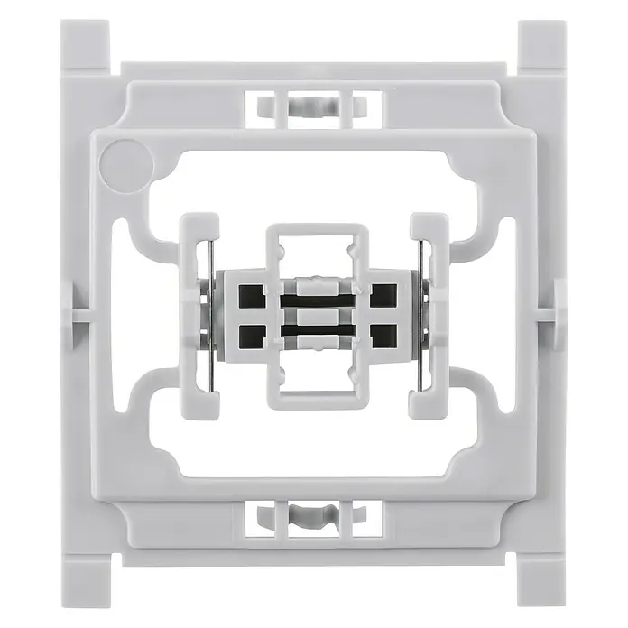 Homematic IP Adapter EQ3-ADA-S - 1 Stk., Passend für: Siemens Schalter DELTA miro/DELTA line/DELTA style - Nahaufnahme einer weißen Keystone-Modul-Halterung mit einem trapezförmigen Design für die einfache Installation von Netzwerkkomponenten.