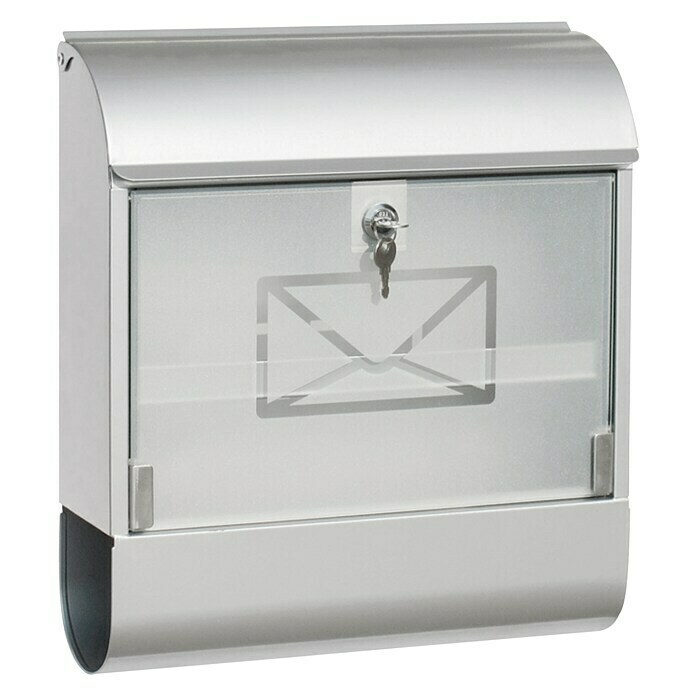 Lienbacher Briefkasten (Verzinktes Stahlblech, L x B x H: 384 x 100 x 467 mm, Silber)