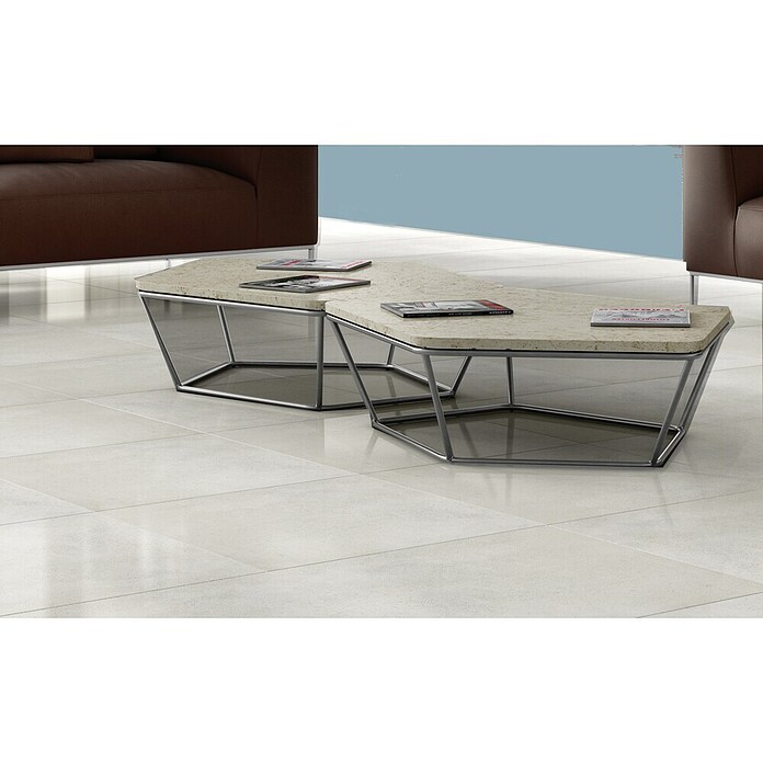 Feinsteinzeugfliese (59,5 x 59,5 cm, Offwhite, Poliert)