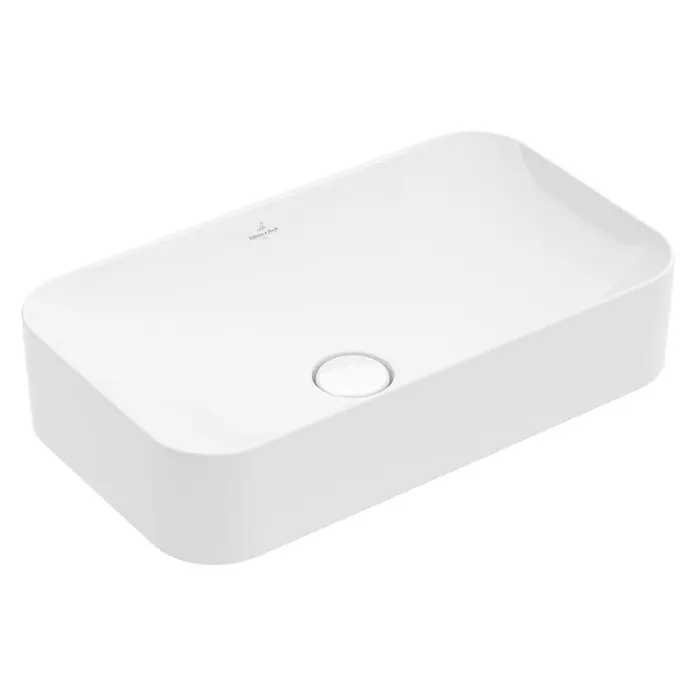Villeroy & Boch Finion Aufsatzwaschbecken - 60 x 35 cm, Mit schmutzabweisender Glasur, Hahnloch: Ohne, Ohne Überlauf, Weiß - Elegantes Waschbecken von Villeroy & Boch, rechteckig und in strahlendem Weiß gehalten, für ein modernes Badezimmerdesign.
