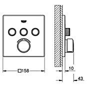 Grohe SmartControl UP-Brausearmatur (Mit 3 Absperrventilen, Eckig, Chrom, Glänzend)