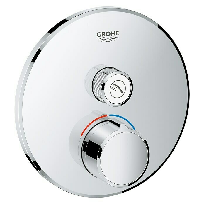 Grohe SmartControl UP-BrausearmaturMit 1 Absperrventil, Rund, Chrom, Glänzend Front View