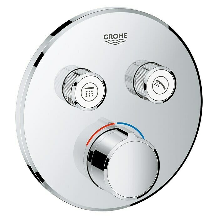 Grohe SmartControl UP-BrausearmaturMit 2 Absperrventilen, Rund, Chrom, Glänzend Front View